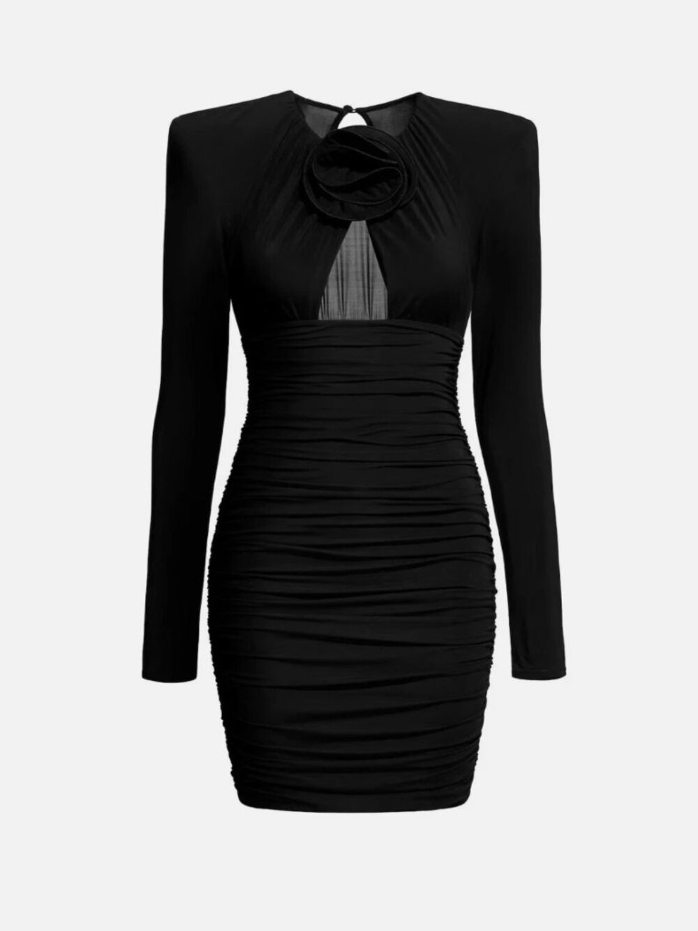 NEW H&M MAGDA BUTRYM Rose Appliqué Shoulder Pad Dress M Black